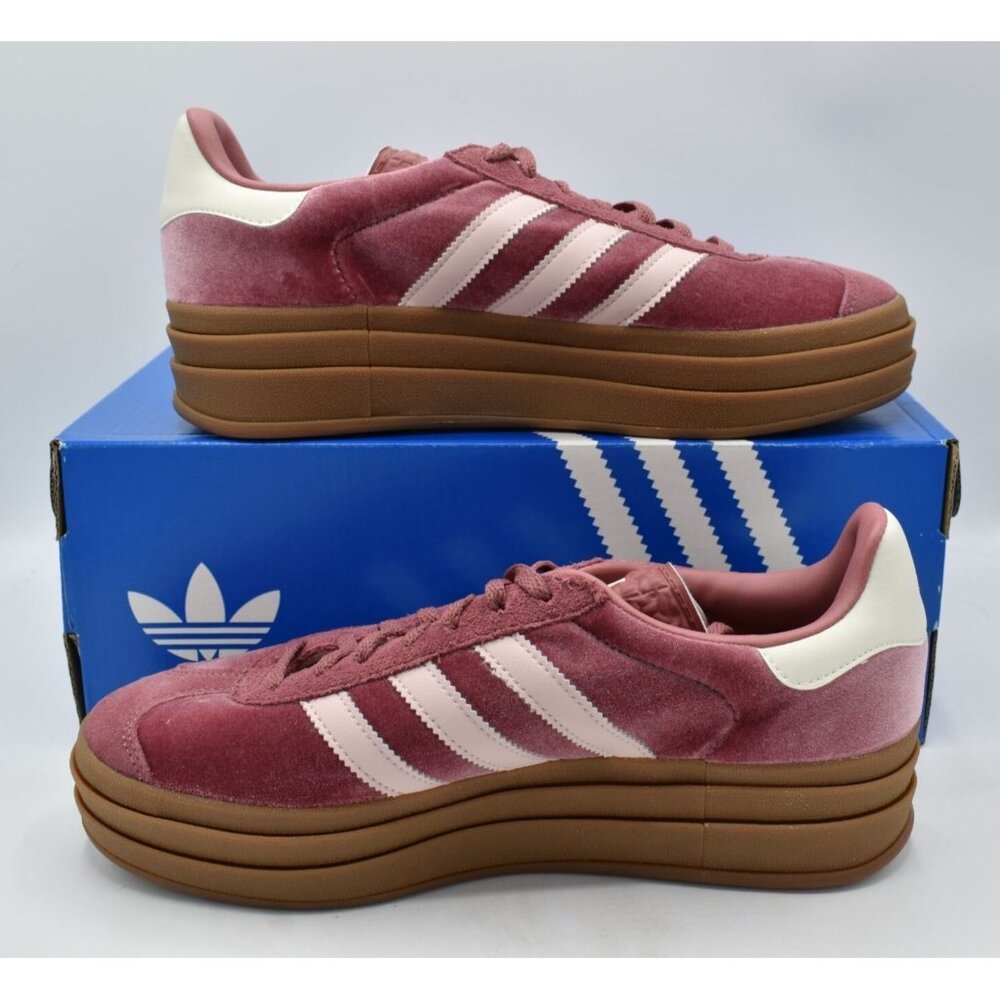 Adidas Womens Size 9.5 Gazelle Bold Gum Velvet Pink Platform Casual Sneakers - Picture 4 of 14